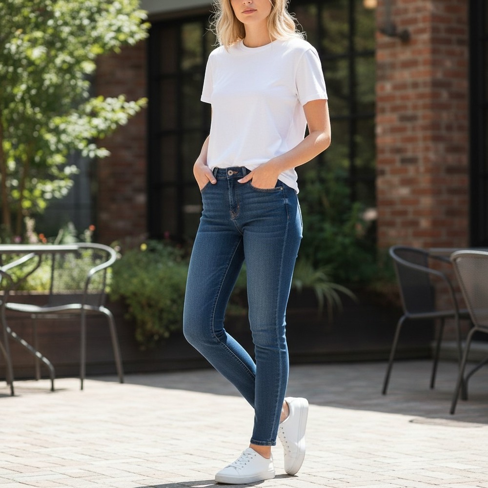Workshop Republic Dark Wash Skinny Jeans Stretch High Rise Women